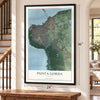 Punta Gorda, Florida map, 24 x 36 inch print in a black frame by a staircase