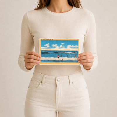 Surf bathing at Ocean City, MD — Vintage Maryland Postcard