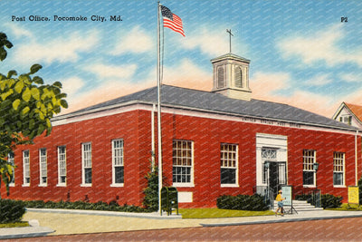 Post Office, Pocomoke City, MD — Vintage Maryland Postcard