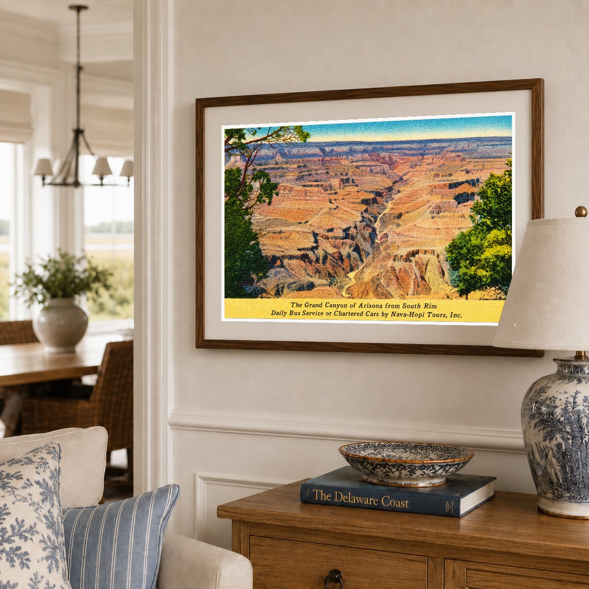 Grand Canyon, AZ: The Grand Canyon of Arizona from South Rim, daily bus service or chartered cars by Nava-Hopi Tours, Inc.