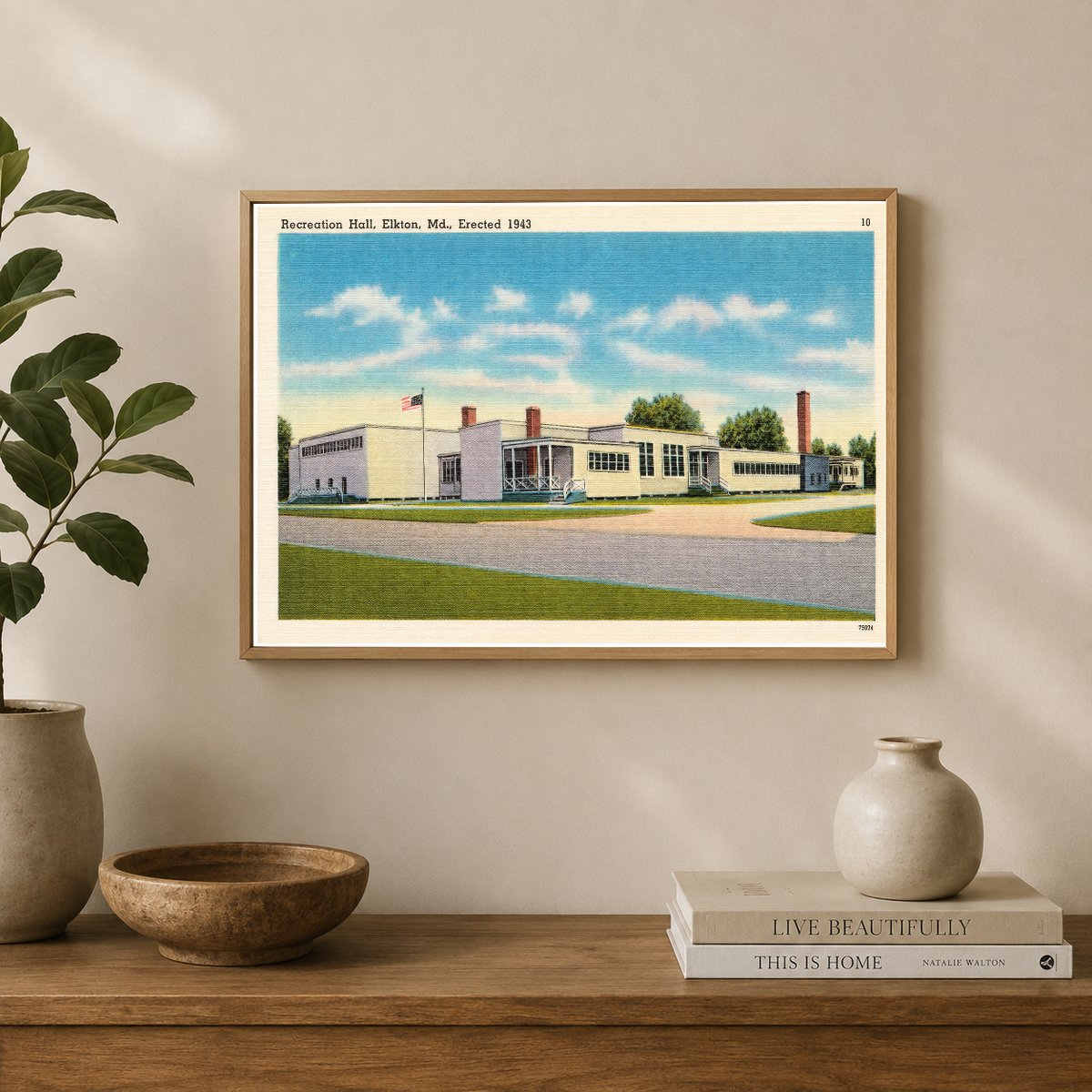Recreation Hall, Elkton, MD, erected 1943 — Vintage Maryland Postcard