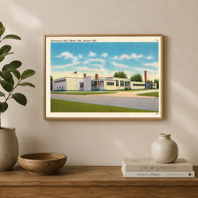 Recreation Hall, Elkton, MD, erected 1943 — Vintage Maryland Postcard