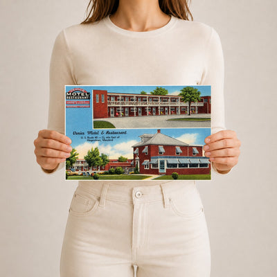 Venice Motel & Restaurant, U. S. Route 40 -- 1/2 mile east of Hagerstown, Maryland — Vintage Maryland Postcard