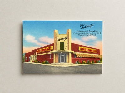 Wieland's Tortuga, restaurant and cocktail bar, 1 mile east of square on U. S. Rt. 40, Hagerstown, Maryland — Vintage Maryland Postcard