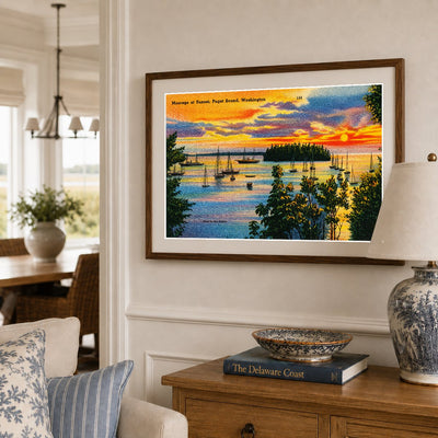 Puget Sound, WA: Moorage at sunset