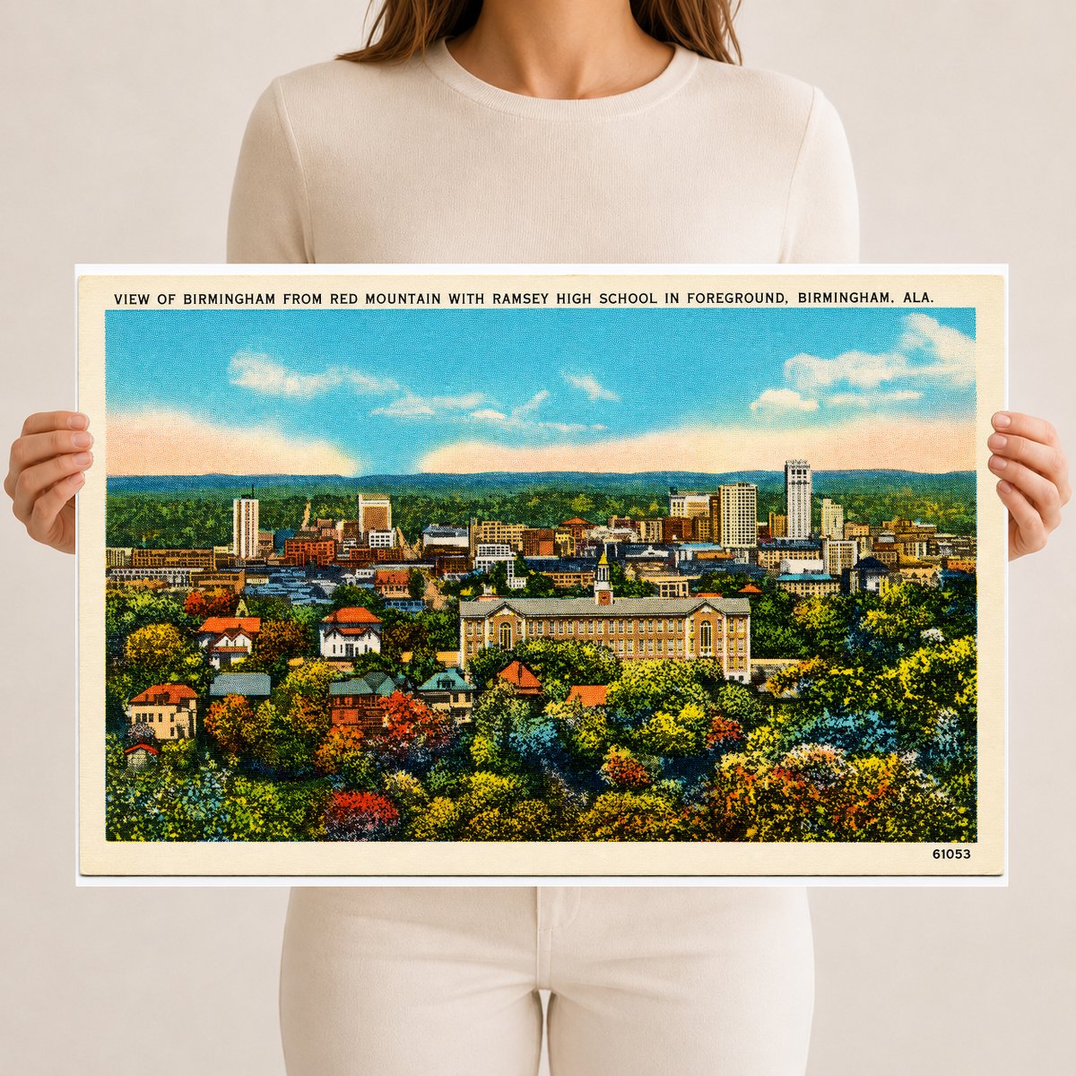 Birmingham, AL: View of Birmingham from Red Mountain with Ramsey High School in foreground