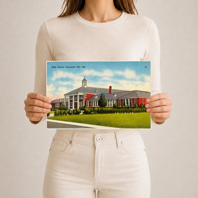 High school, Pocomoke City, MD — Vintage Maryland Postcard