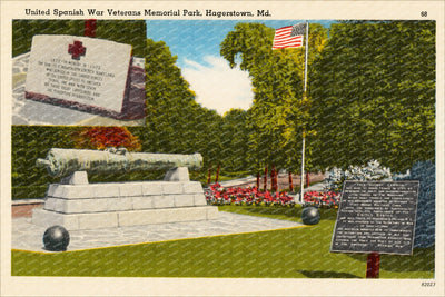 United Spanish War Veterans Memorial Park, Hagerstown, MD — Vintage Maryland Postcard