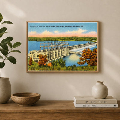 Conowingo Dam and Power House, near Bel Air and Havre de Grace, MD — Vintage Maryland Postcard