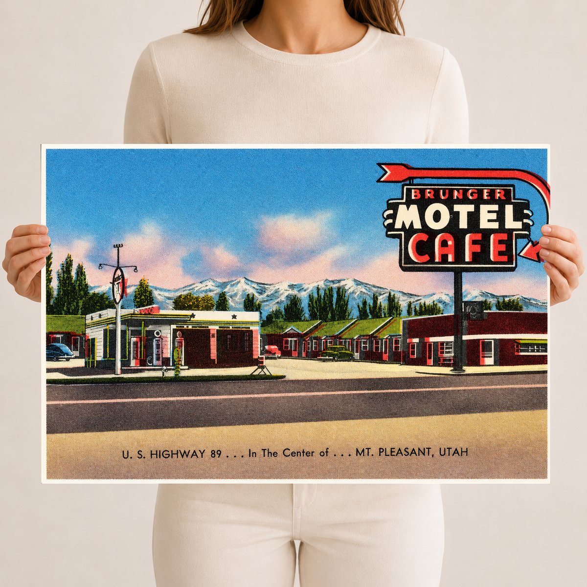 Mount Pleasant, UT: Brunger Motel Café, U.S. Highway 89... In the center of... Mt. Pleasant