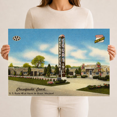 Chesapeake Court, U. S. Route 40 at Havre de Grace, Maryland — Vintage Maryland Postcard