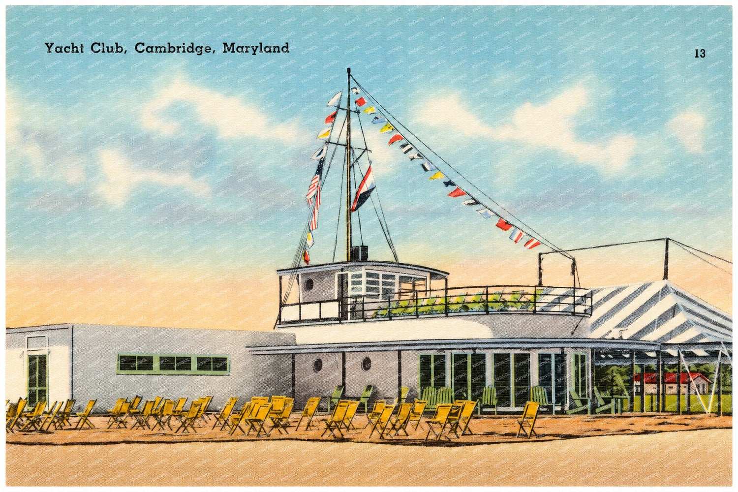 Yacht Club, Cambridge, Maryland — Vintage Maryland Postcard