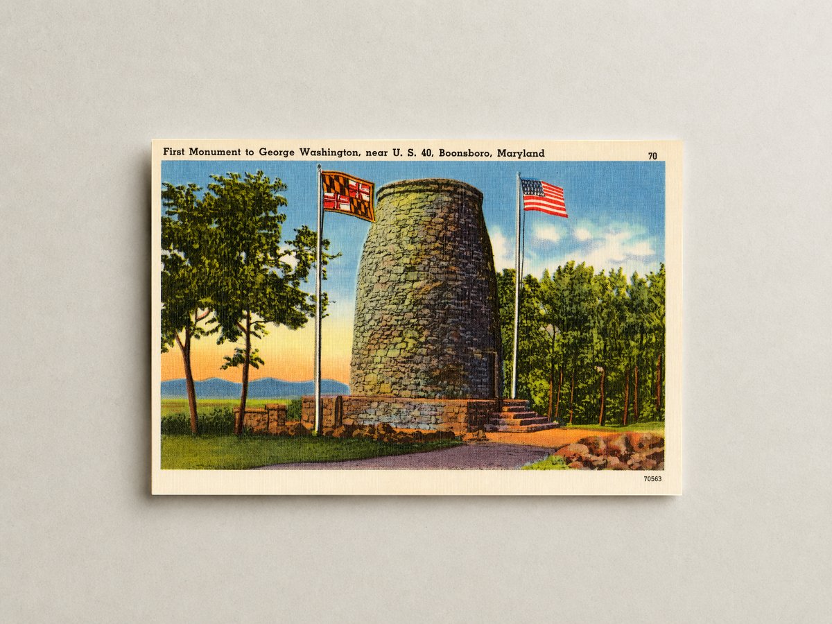First monument to George Washington, near U. S. 40, Boonsboro, Maryland — Vintage Maryland Postcard
