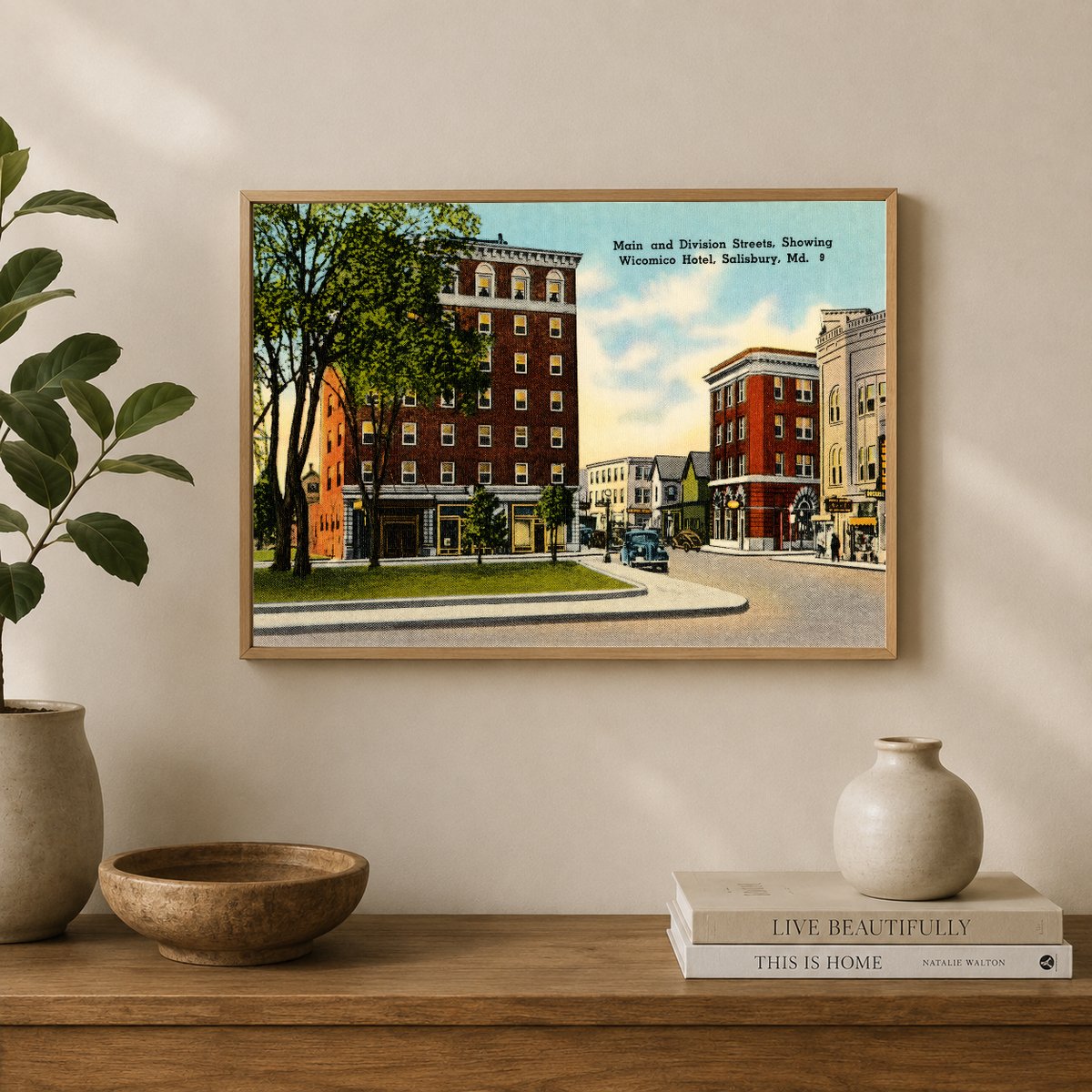 Main and Division Streets, showing Wicomico Hotel, Salisbury, MD — Vintage Maryland Postcard