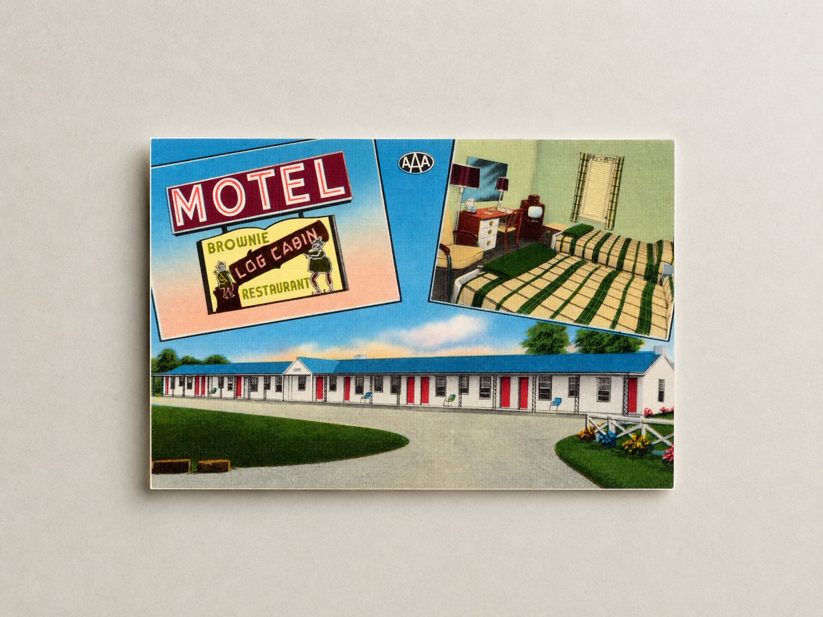 Brownie Motel & Restaurant, located 3 miles north of Bel Air on U. S. Rt. #1 in Maryland's picturesque Harford County — Vintage Maryland Postcard