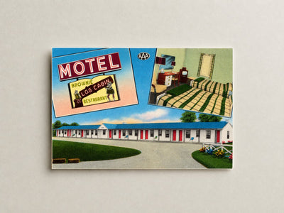 Brownie Motel & Restaurant, located 3 miles north of Bel Air on U. S. Rt. #1 in Maryland's picturesque Harford County — Vintage Maryland Postcard