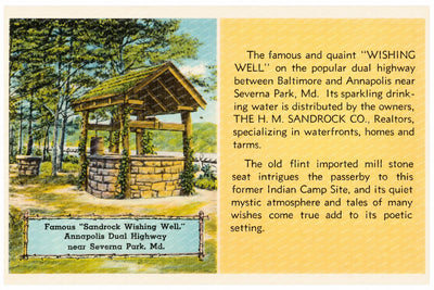Famous "Sandrock Wishing Well", Annapolis Dual Highway near Severna Park, MD — Vintage Maryland Postcard