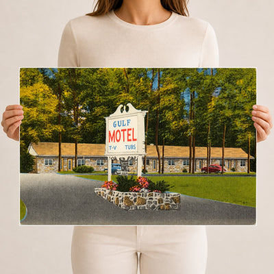 Gulf Motel, U. S. Route 1 & MD 152, 4 miles south of Bel-Air -- 18 miles north of Baltimore, Fallston, Maryland — Vintage Maryland Postcard
