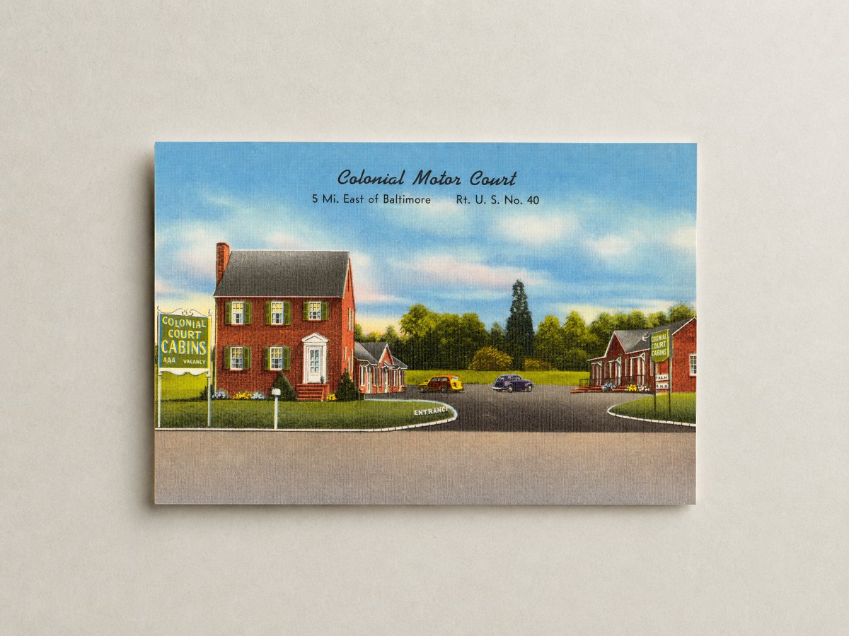 Colonial Motor Court, 5 mi. east of Baltimore, Rt. U. S. No. 40 — Vintage Maryland Postcard