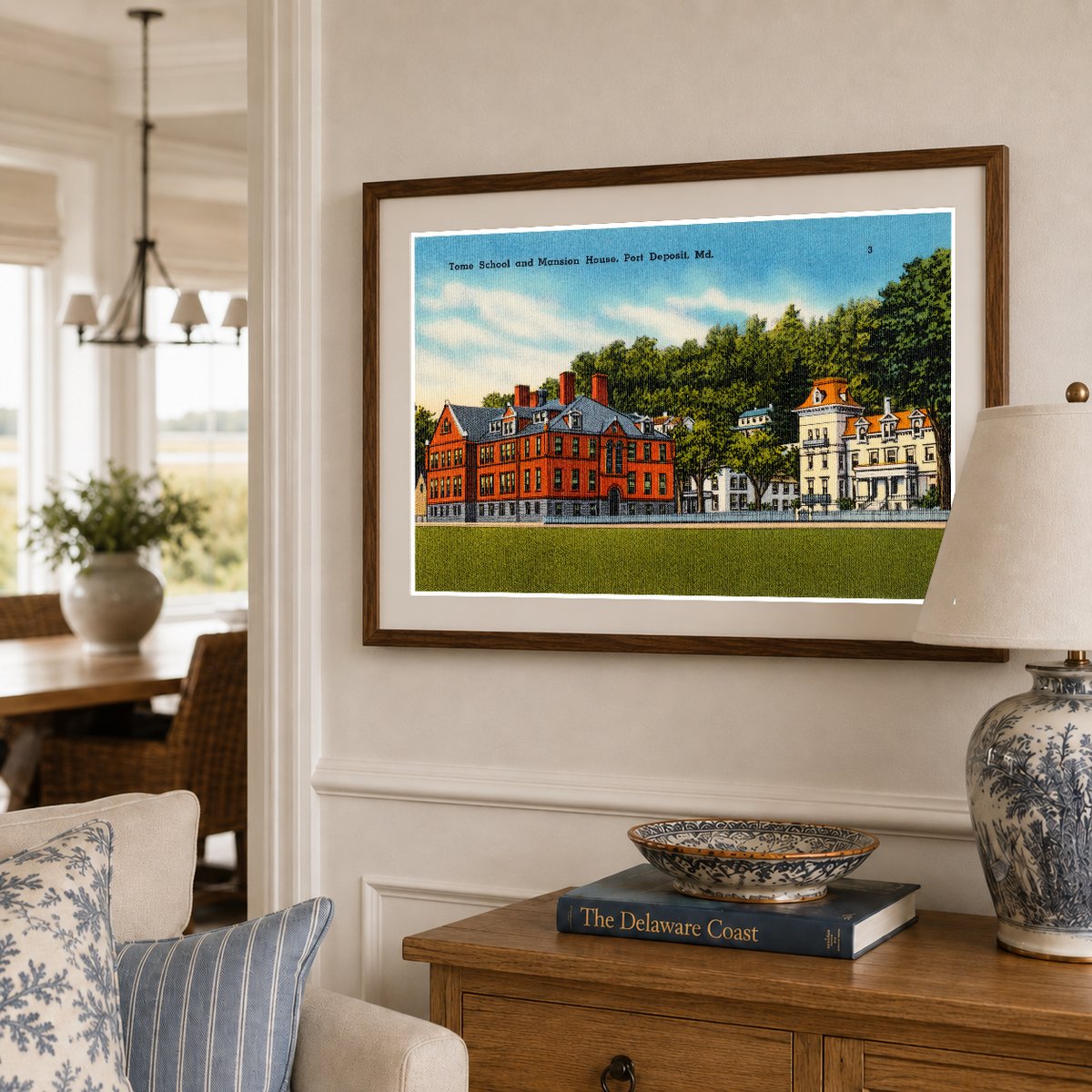 Tome School and mansion house, Port Deposit, MD — Vintage Maryland Postcard