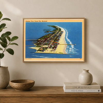 Airplane view, Ocean City, Maryland — Vintage Maryland Postcard
