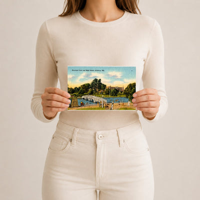 Municipal park and high school, Salisbury, MD — Vintage Maryland Postcard