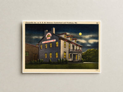 Clarysville Inn, on U. S. 40, between Cumberland and Frostburg, MD — Vintage Maryland Postcard