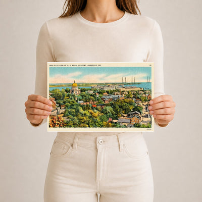 Bird's-eye view of U. S. Naval Academy, Annapolis, MD — Vintage Maryland Postcard