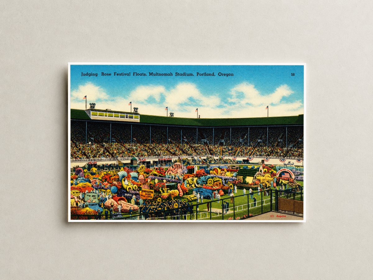 Portland, OR: Judging Rose Festival floats, Multnomah Stadium