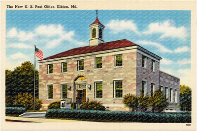 The new U. S. Post Office, Elkton, MD — Vintage Maryland Postcard