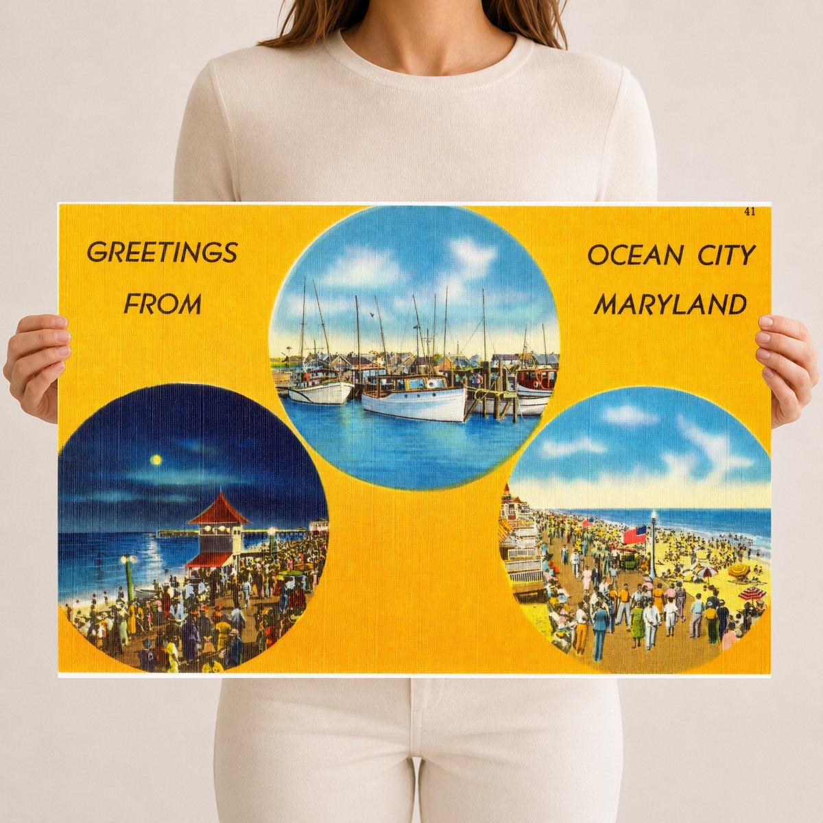 Greetings from Ocean City Maryland — Vintage Maryland Postcard