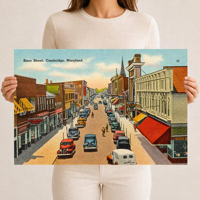 Race Street, Cambridge, Maryland — Vintage Maryland Postcard