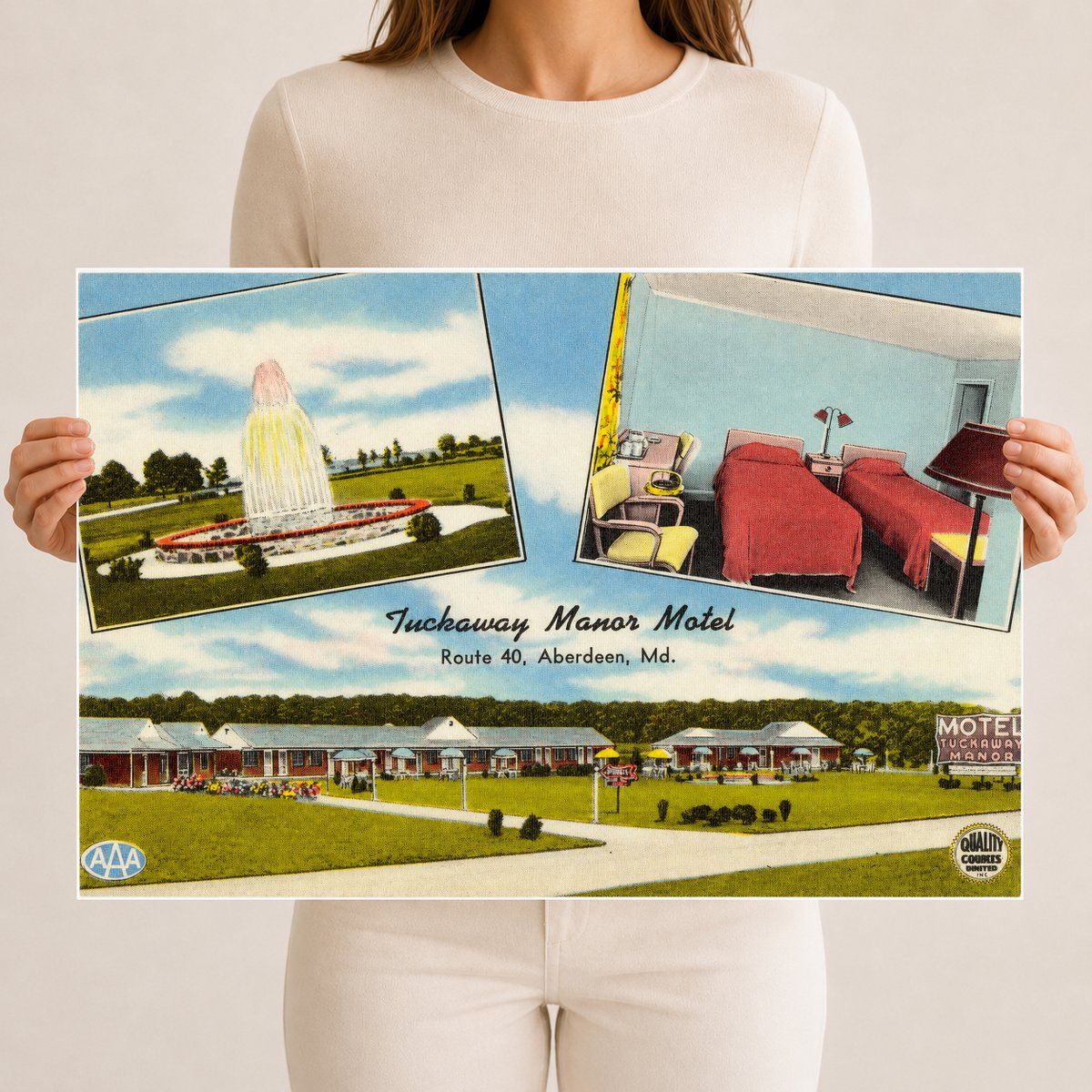Tuckaway Manor Motel, Route 40, Aberdeen, MD — Vintage Maryland Postcard