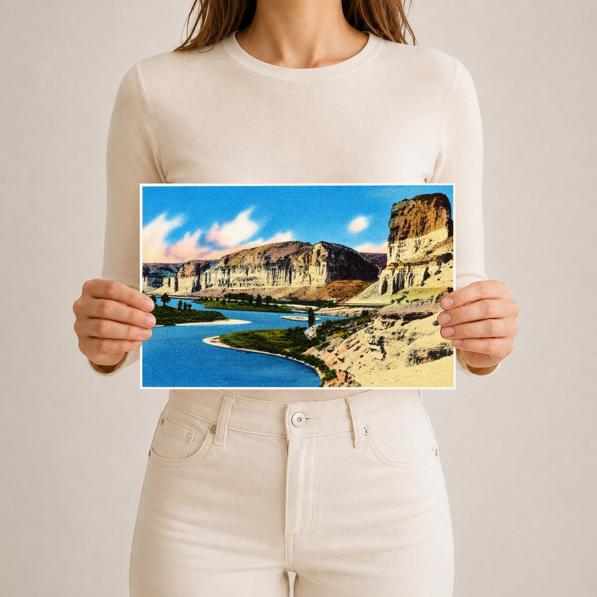 Green River, WY: Toll Gate Rock and the Palisades, along Green River and Hwy. U.S. 30 (Lincoln Highway) in Wyoming near the town of Green River.