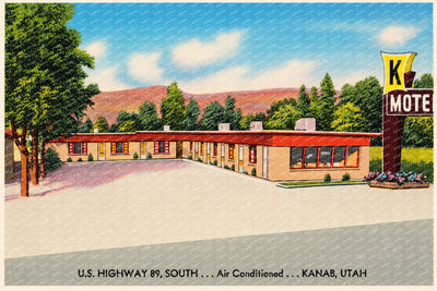 Kanab, UT: K Motel, U.S. Highway 89, south... Air conditioned... Kanab