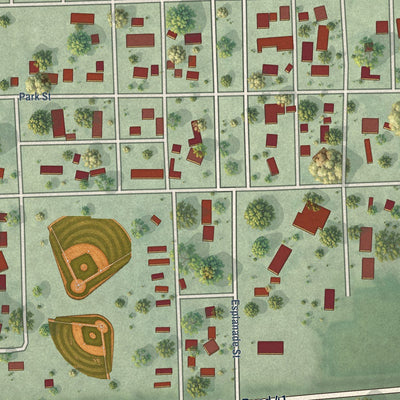 Close-up of the map of Bellwood, Nebraska print showing street and building detail