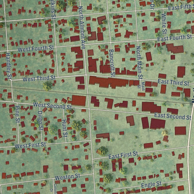 Close-up of the map of Imlay City, Michigan print showing street and building detail