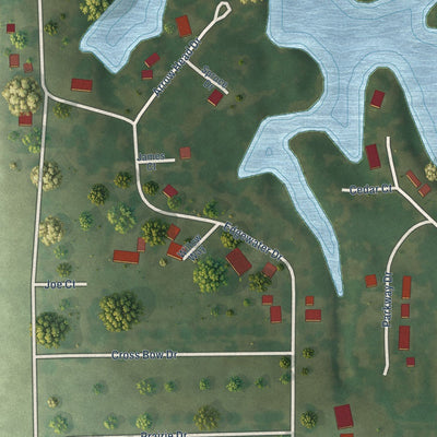 Close-up of the map of Lake Ka-Ho, Illinois print showing street and building detail