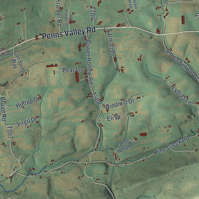 Close-up of the map of Haines, Pennsylvania print showing street and building detail