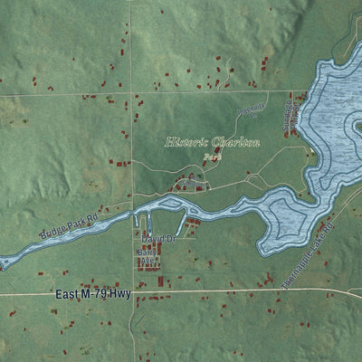 Close-up of the map of Hastings, Barry County, Michigan print showing street and building detail
