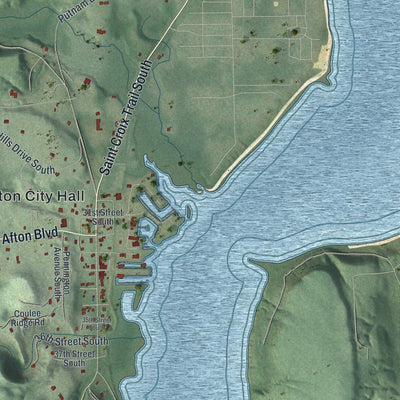 Close-up of the map of Afton, Minnesota print showing street and building detail