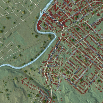 Close-up of the map of Olyphant, Pennsylvania print showing street and building detail