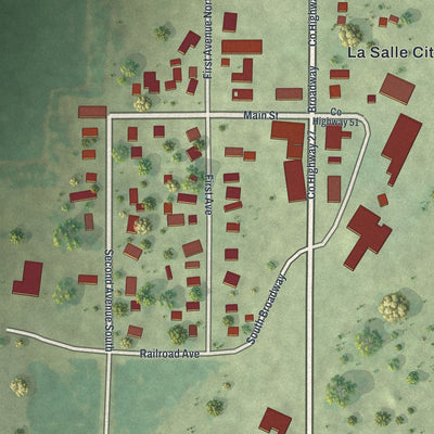 Close-up of the map of La Salle, Minnesota print showing street and building detail
