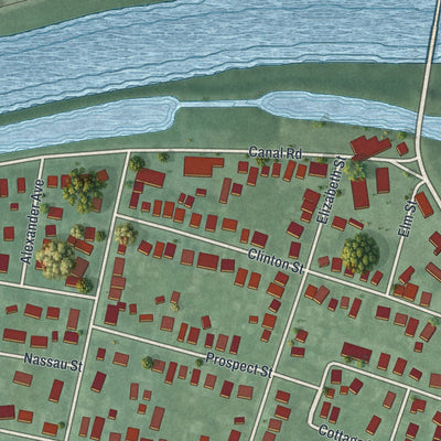 Close-up of the map of South Bound Brook, New Jersey print showing street and building detail