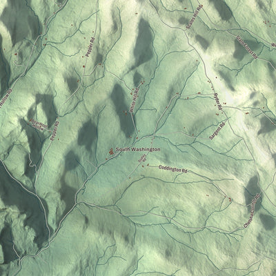 Close-up of the map of Washington, Vermont print showing streets and neighborhoods
