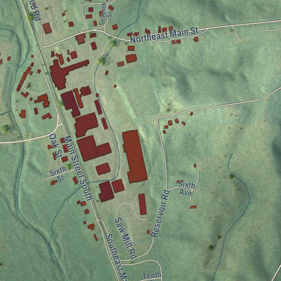 Close-up of the map of Fulton, Alabama print showing street and building detail