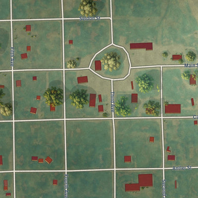 Close-up of the map of Sarles, North Dakota print showing street and building detail