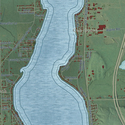 Close-up of the map of Bagley, Michigan print showing street and building detail