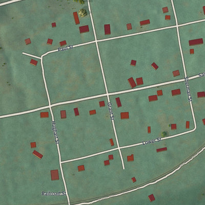Close-up of the map of Casselman, Pennsylvania print showing street and building detail