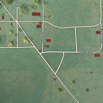 Close-up of the map of Clearview, Oklahoma print showing street and building detail